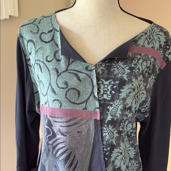 Cirque Du Soleil XXL Women's Artistic Patchwork Asymmetrical Artsy Cotton Top - Picture 3 of 8